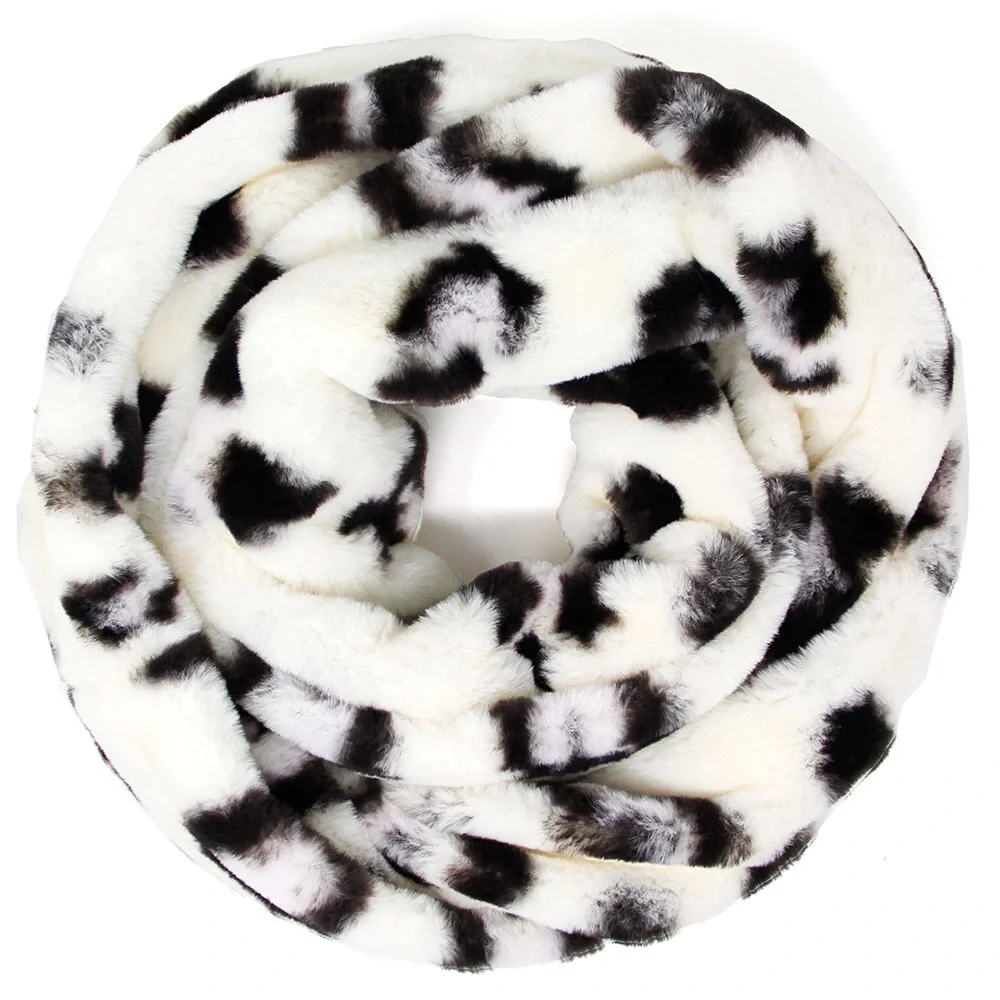 Animal Print Leopard Faux Fur Infinity Scarf
